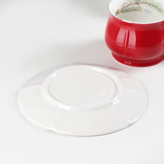Сервиз керамический чайный «Шишечки», 12 предметов: чашка 200 мл, блюдце d=14,5 см, цвет красный - фото 3 - id-p208572382