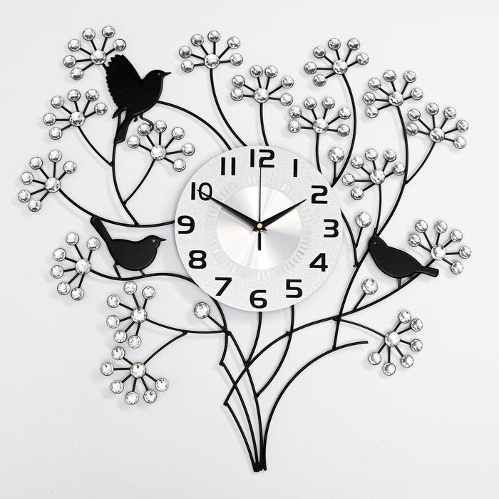Часы настенные, серия: Ажур, "Весенний букет", плавный ход, d-22 см, 60 x 60 см - фото 1 - id-p208567578
