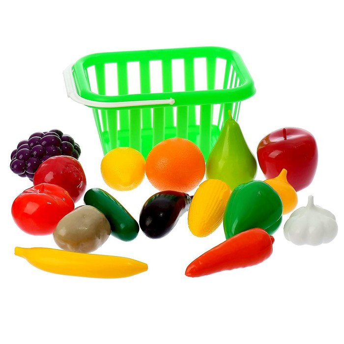 Набор «Фрукты и овощи» в корзине, 17 предметов, цвета МИКС - фото 3 - id-p208565831