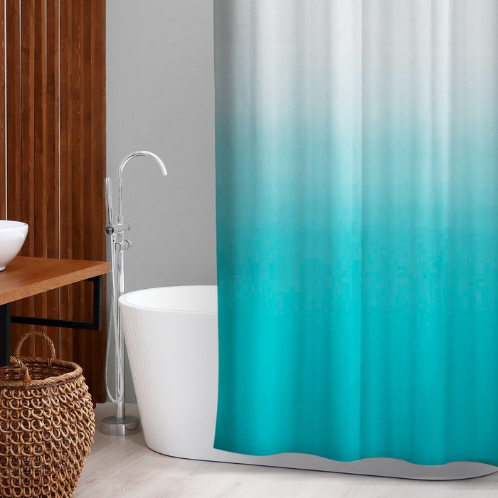 Штора для ванны SAVANNA «Градиент», 180×180 см, EVA, цвет морская волна - фото 1 - id-p208575204