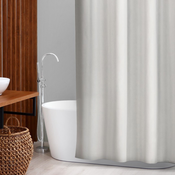 Штора для ванны SAVANNA «Классика», с люверсами, 180×180 см, полиэстер, цвет бежевый - фото 1 - id-p208575217