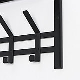 Вешалка с полкой «Торонто 21», 67×27×27 см, 5 двойных крючков, цвет чёрный, фото 3
