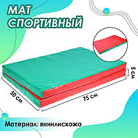 Мат 100 x 75 x 5 см, 1 сложение, винилискожа, цвет красный/зелёный