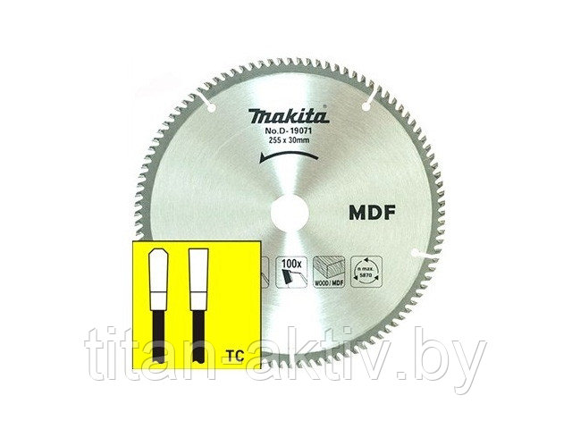 Диск пильный 255х30 мм 100 зуб. по дереву MDF MAKITA (твердоспл. зуб)