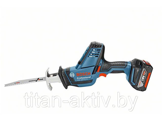 Аккум. сабельная пила BOSCH GSA 18 V-LI C в кор. (18.0 В, 1 акк., 4.0 А/ч, Li-Ion, дерево до 200 мм,