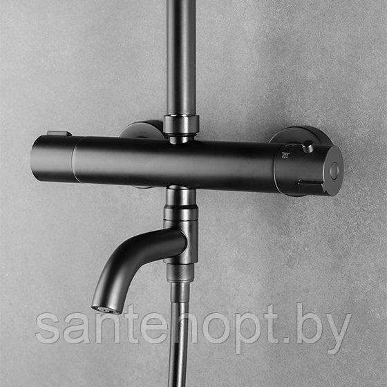 Душевая колонна с термостатическим смесителем для душа с изливом для ванной Armatura Moza Black, черный - фото 3 - id-p208582252