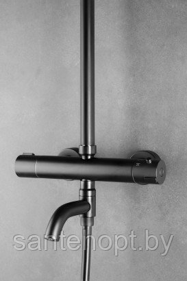 Душевая колонна с термостатическим смесителем для душа с изливом для ванной Armatura Moza Black Premium, черн. - фото 5 - id-p208582254