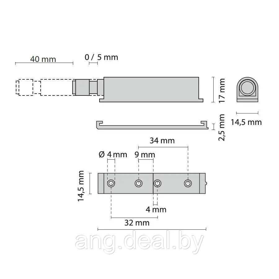 Push-Latch 40 Защелка накладная с амортизатором, отделка светло-серая - фото 2 - id-p208582441