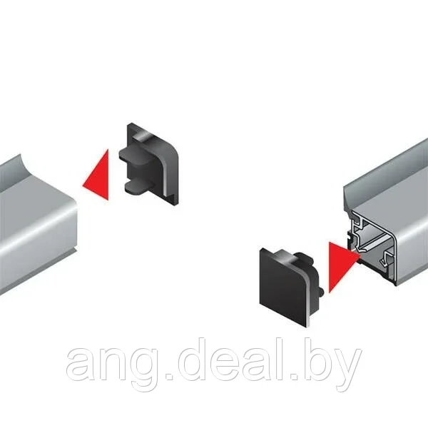 Комплект торцевых заглушек для прямоугольного бортика R3600, цвет 07 серый - фото 2 - id-p208583026