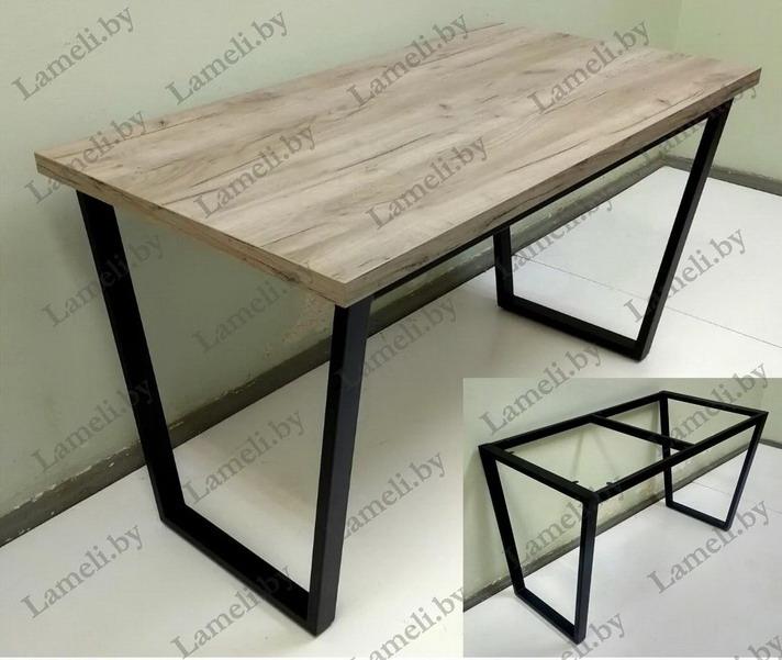 Стол кухонный на металлокаркасе серии "V" из постформинга, массива дуба или ЛДСП с выбором размера и цвета
