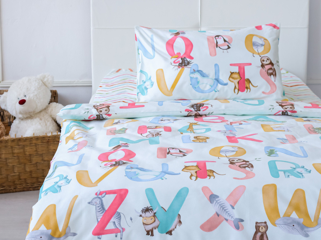 Ясельное постельное белье Baby Time поплин пр. на резинке 80х160 Алфавит
