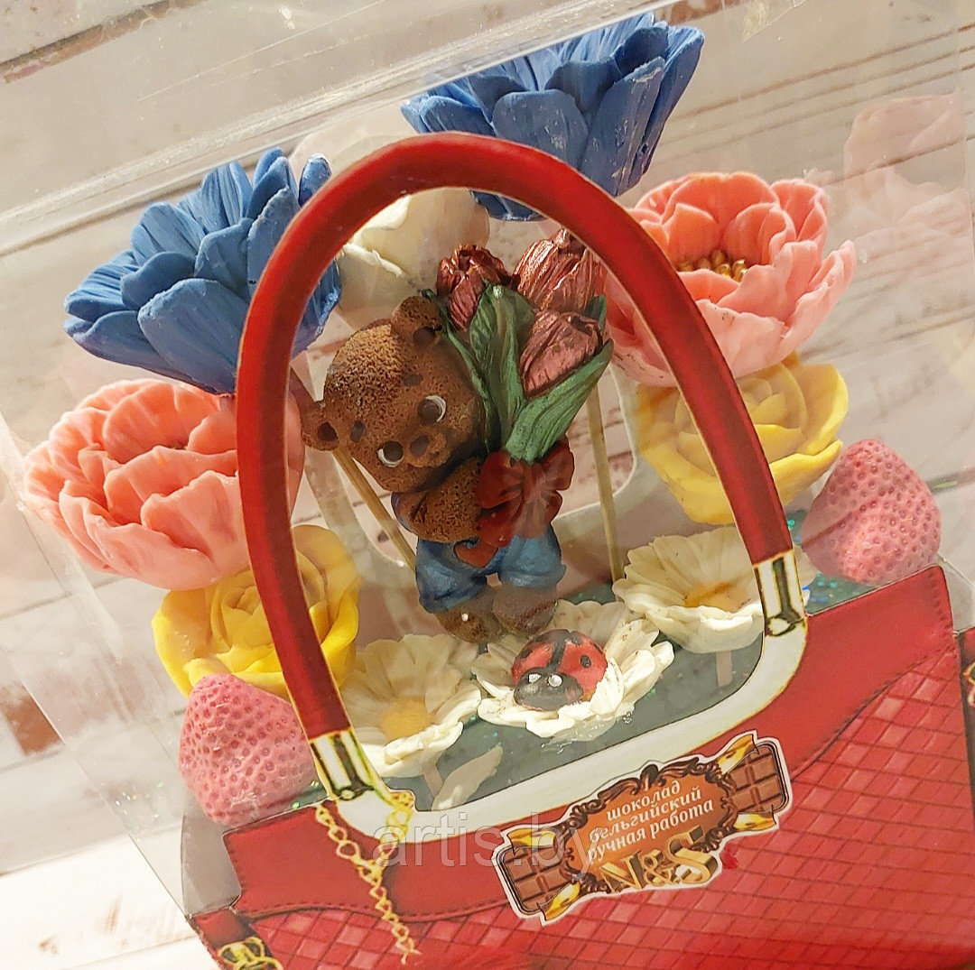 Шоколадный набор для ребенка. Мишка в цветах. - фото 2 - id-p208626259