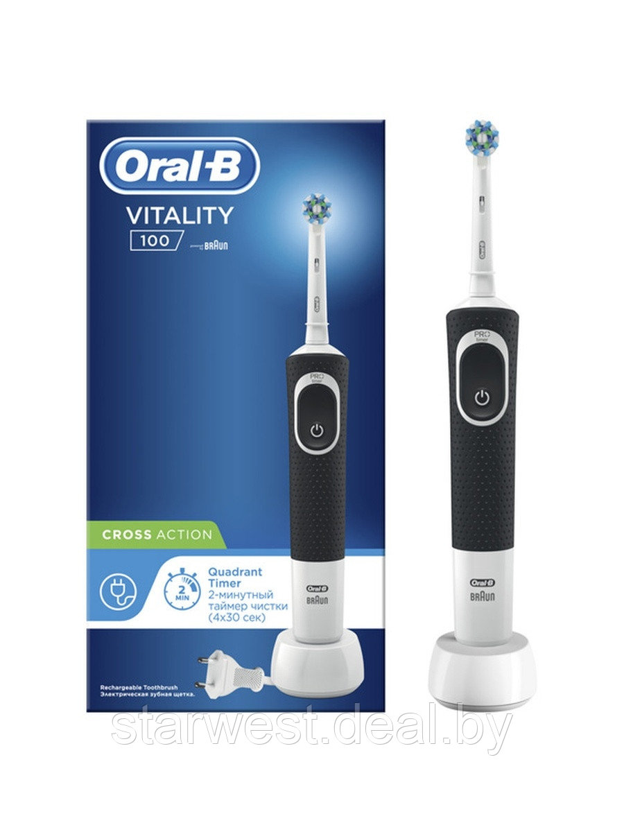 Oral-B Braun VITALITY 100 Black Cross Action Электрическая зубная щетка D100.413.1 - фото 1 - id-p208627104