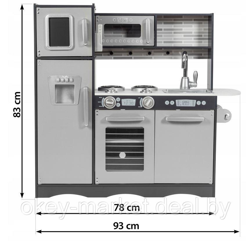 Детская кухня деревянная со светодиодной подсветкой, фартуком и аксессуарами W1C600 - фото 3 - id-p208630333