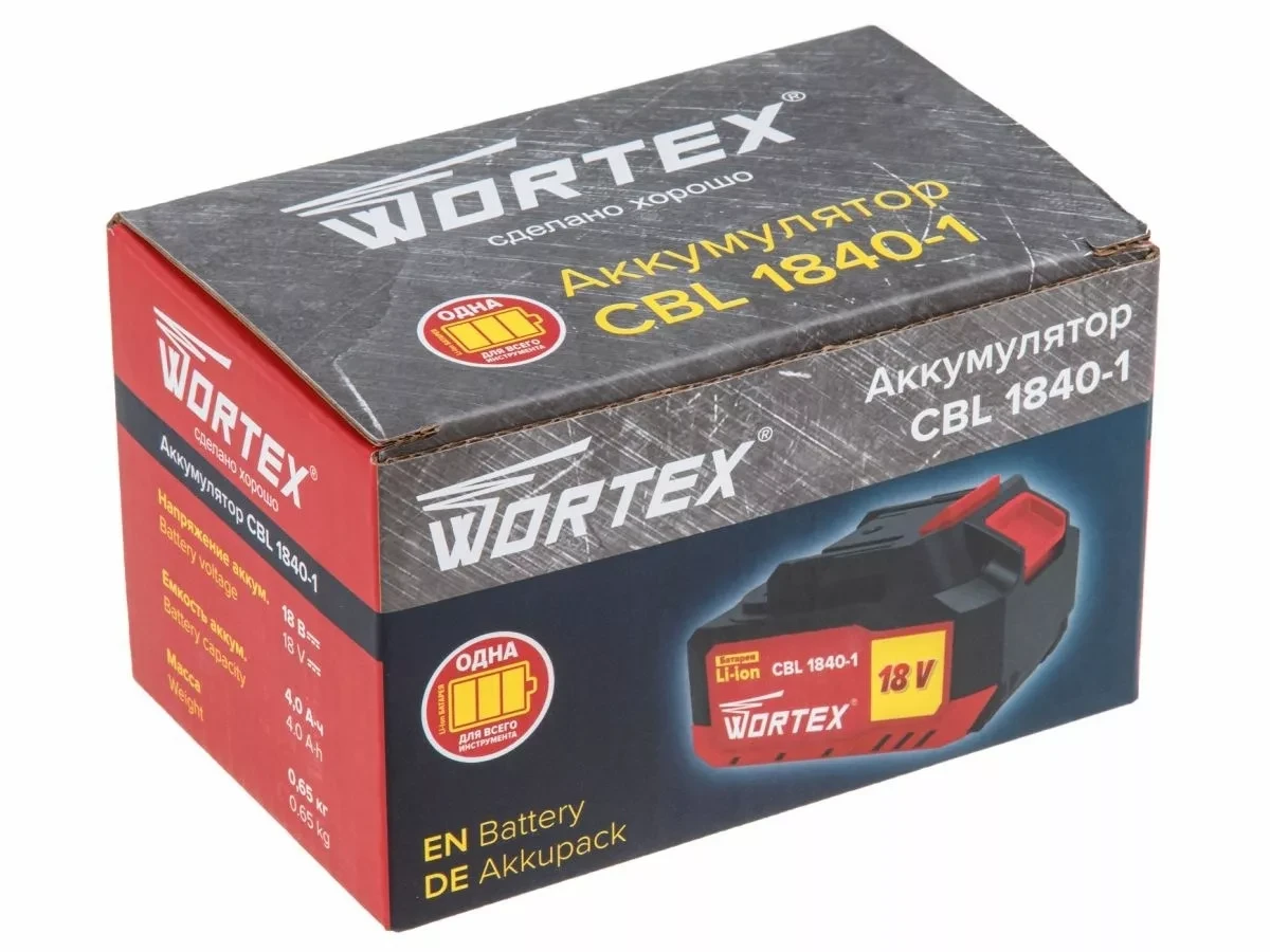 Аккумулятор WORTEX CBL 1840-1 18.0 В, 4.0 А*ч, Li-Ion ALL1 (18.0 В, 4.0 А*ч, индикатор заряда, обрезиненный - фото 4 - id-p208644775