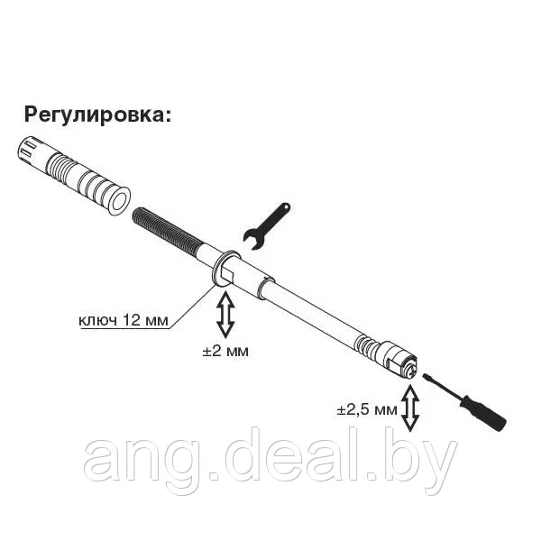 Менсолодержатель скрытый, L=170мм, d=14мм, с регулировкой - фото 4 - id-p208645758