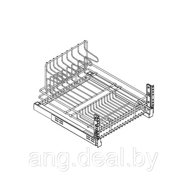 Сетка для посуды 1-уровневая в нижнюю базу 450 выдвижная, с доводчиком, отделка хром - фото 1 - id-p208645792