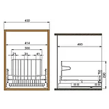 Сетка для посуды 1-уровневая в нижнюю базу 450 выдвижная, с доводчиком, отделка хром, фото 2