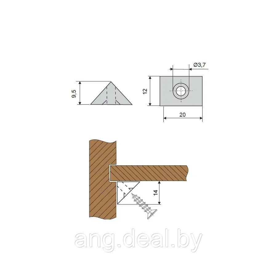 Уголок мебельный БЕЗ шурупа, коричневый пластик (за 100 штук) - фото 2 - id-p208645814