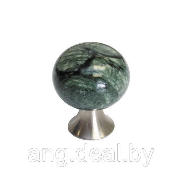 Ручка-кнопка, отделка сталь шлифованная + мрамор зеленый - фото 1 - id-p208649548