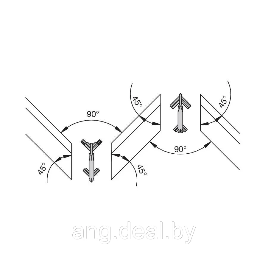 Gola Комплект углов 90" внешний/внутренний для профиля 8007, цвет шампань - фото 2 - id-p208650562
