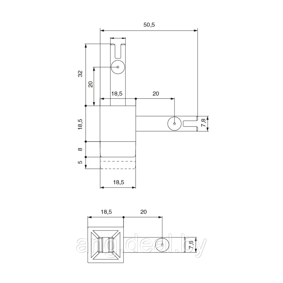 Cadro Уголок соединительный 2DF c опорной ножкой, отделка черная - фото 2 - id-p208653509