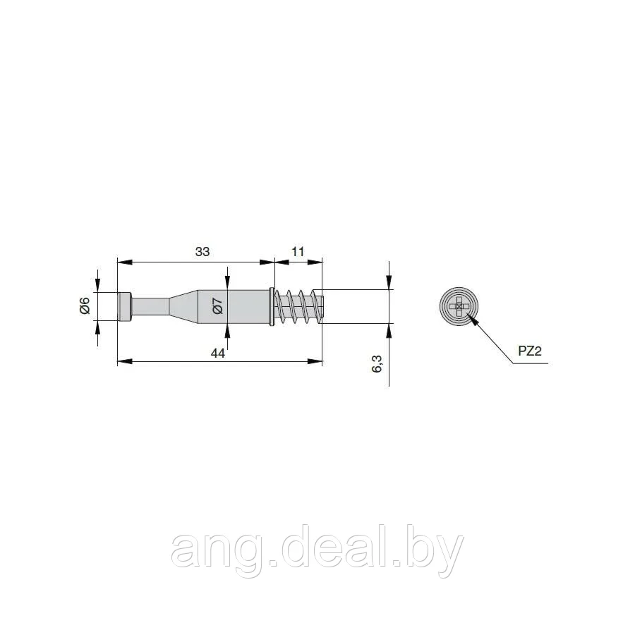 Шток-евровинт для стяжки эксцентриковой, отделка цинк (за 100 штук) - фото 2 - id-p208649619