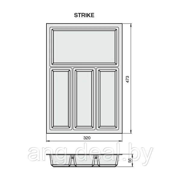 SKY Ёмкость в базу 400 (473х320) для столовых приборов, цвет белый - фото 2 - id-p208653547