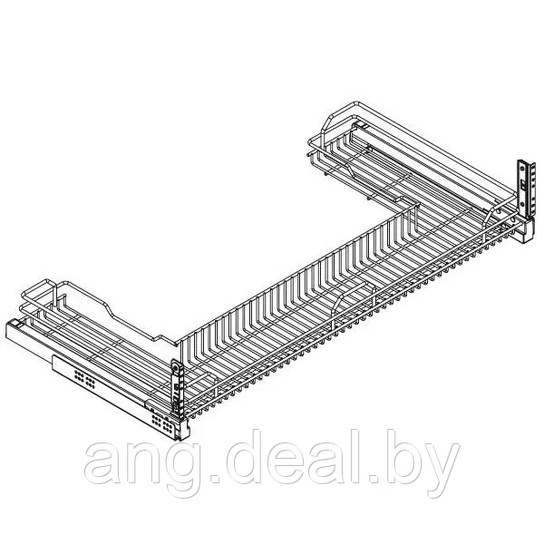 Сетка в базу 1200 П-образная под мойку выдвижная с доводчиком, отделка хром - фото 2 - id-p208645966