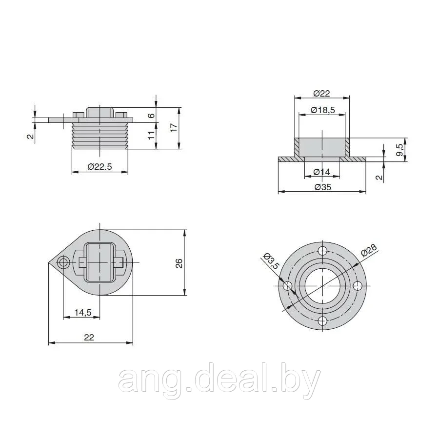 Механизм поворота Rolly Kit, нагрузка 100кг, цвет черный - фото 2 - id-p208649639