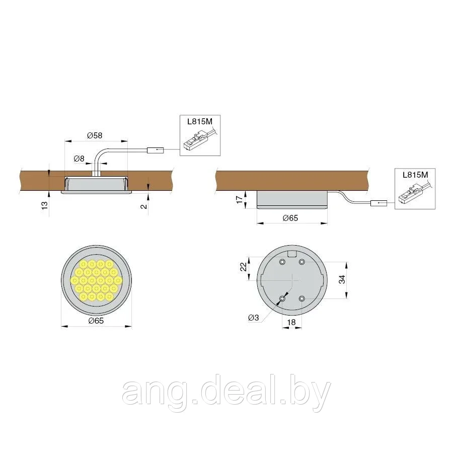 Комплект из 2-х светильников LED Round Ring, 3000K, отделка под алюминий - фото 2 - id-p208648743