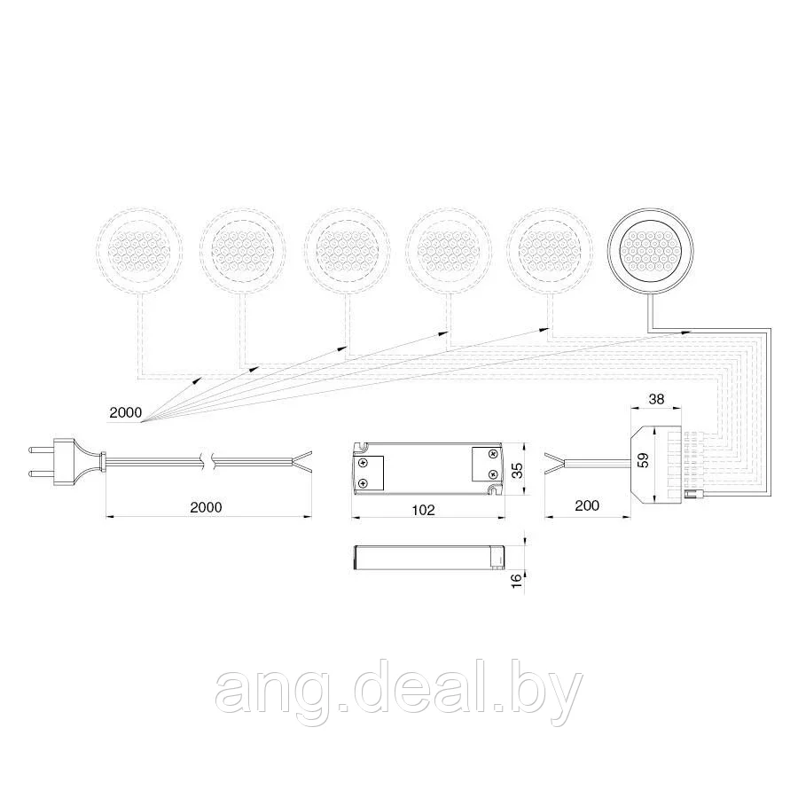 Комплект из 2-х светильников LED Round Ring, 3000K, отделка под алюминий - фото 4 - id-p208648743