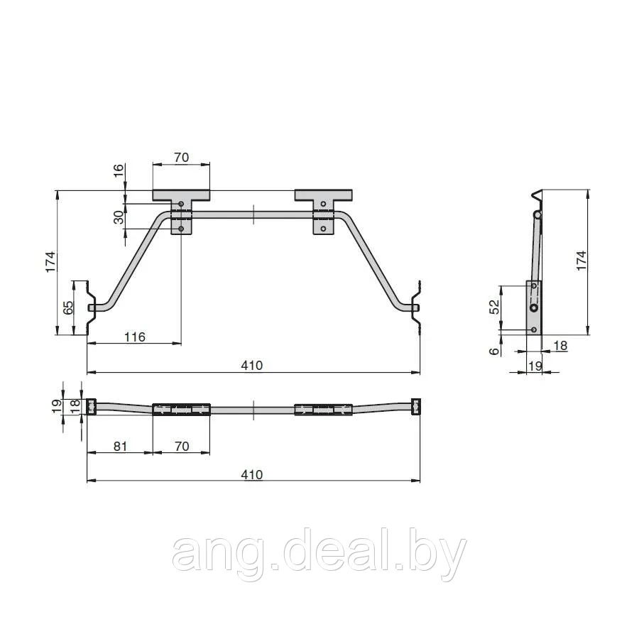 Механизм для вставки стола 400 мм, отделка цинк - фото 3 - id-p208646896