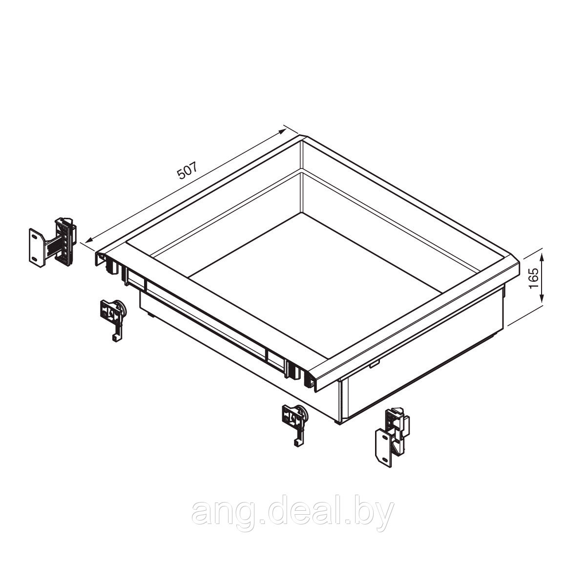 Ящик под духовой шкаф Modul, под направляющие Quadro - фото 2 - id-p208646127