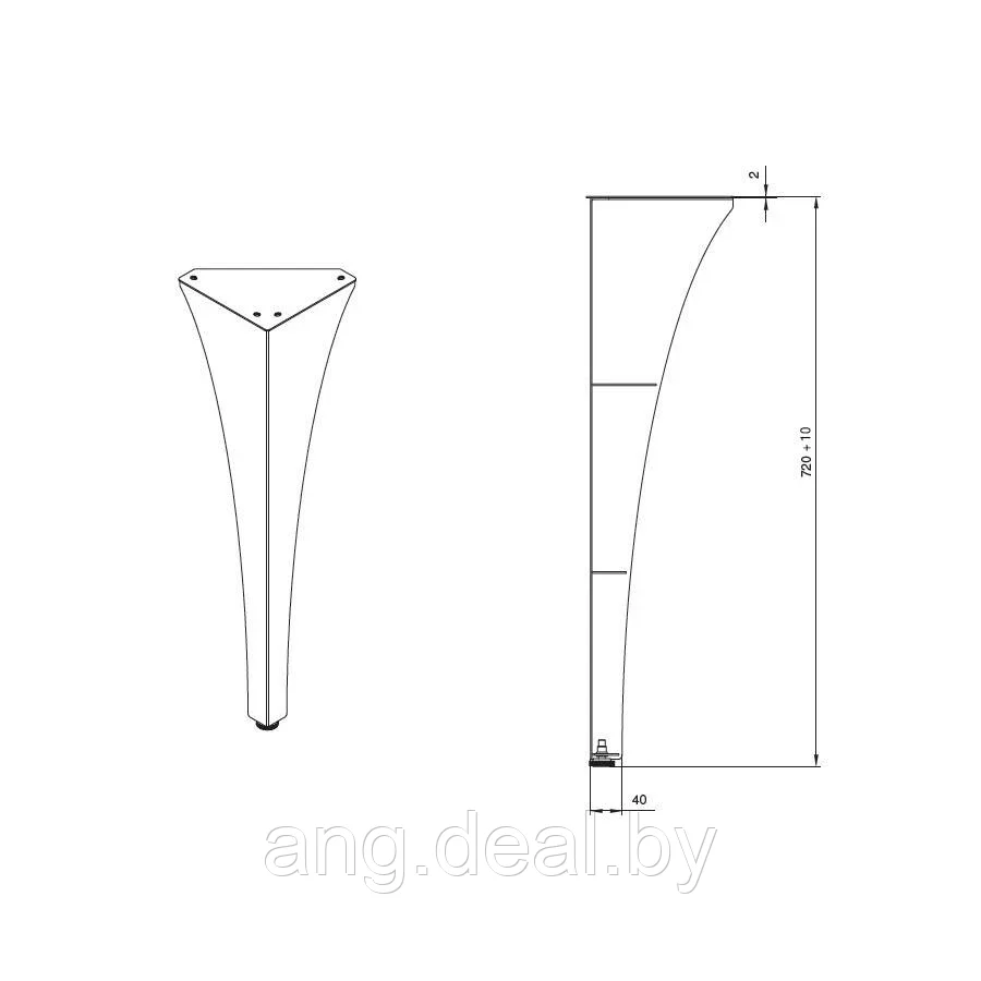 Нога для стола Флоренция, h.720, отделка белый бархат (матовый) - фото 2 - id-p208648889