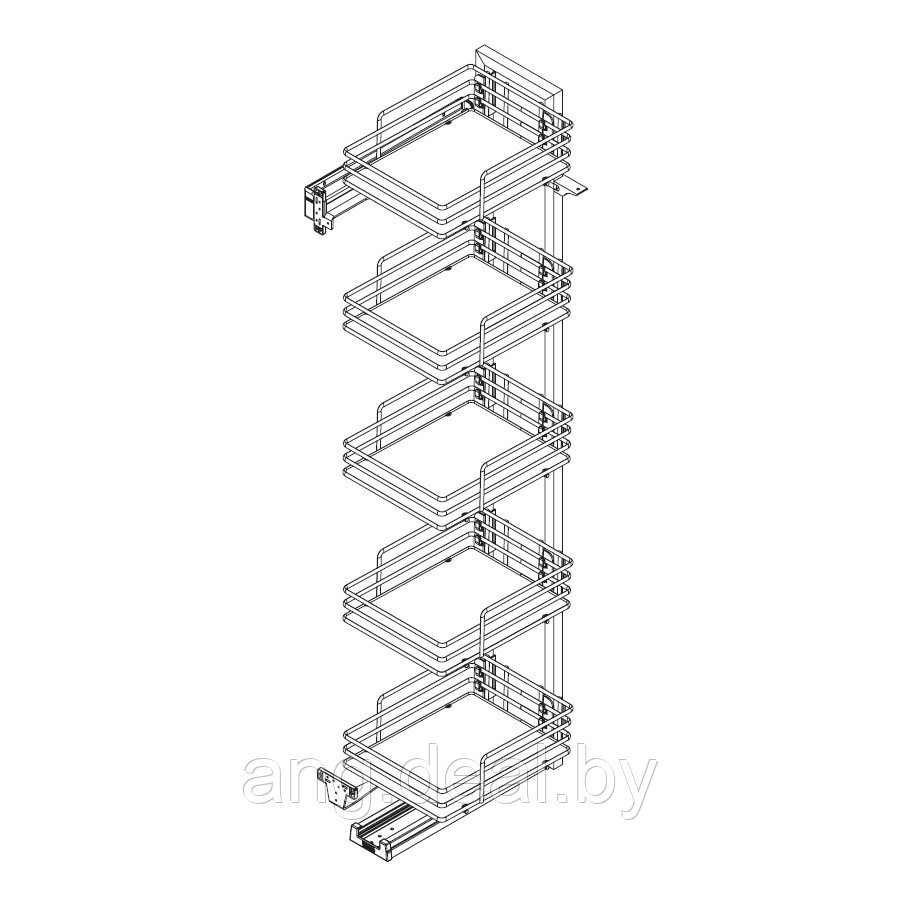Колонна Pegasus в базу 400 выдвижная с 5 сетками, отделка орион серый - фото 2 - id-p208653828
