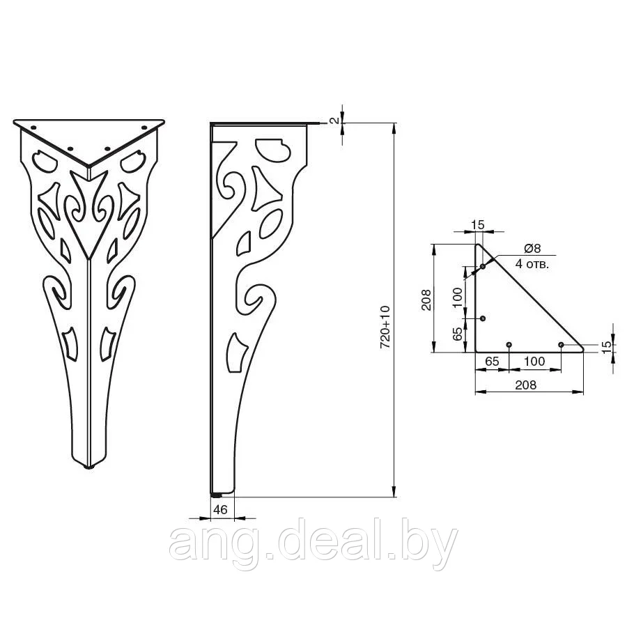 Нога для стола Кальяри, h.720, отделка белый бархат (матовый) - фото 2 - id-p208651906