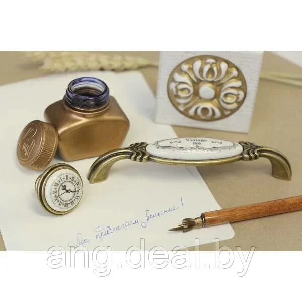 Ручка-скоба 128мм, отделка бронза античная "Флоренция" + керамика - фото 3 - id-p208649937