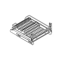 Сетка для посуды 1-уровневая в нижнюю базу 450 выдвижная, с доводчиком, отделка хром