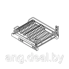 Сетка для посуды 1-уровневая в нижнюю базу 450 выдвижная, с доводчиком, отделка хром