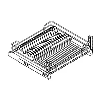 Сетка для посуды 1-уровневая в нижнюю базу 600 выдвижная, с доводчиком, отделка хром