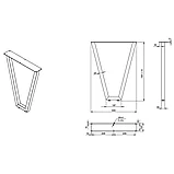 Опора для стола V-образная Лиссабон, l.560, h.720, отделка белый бархат (матовый), фото 2