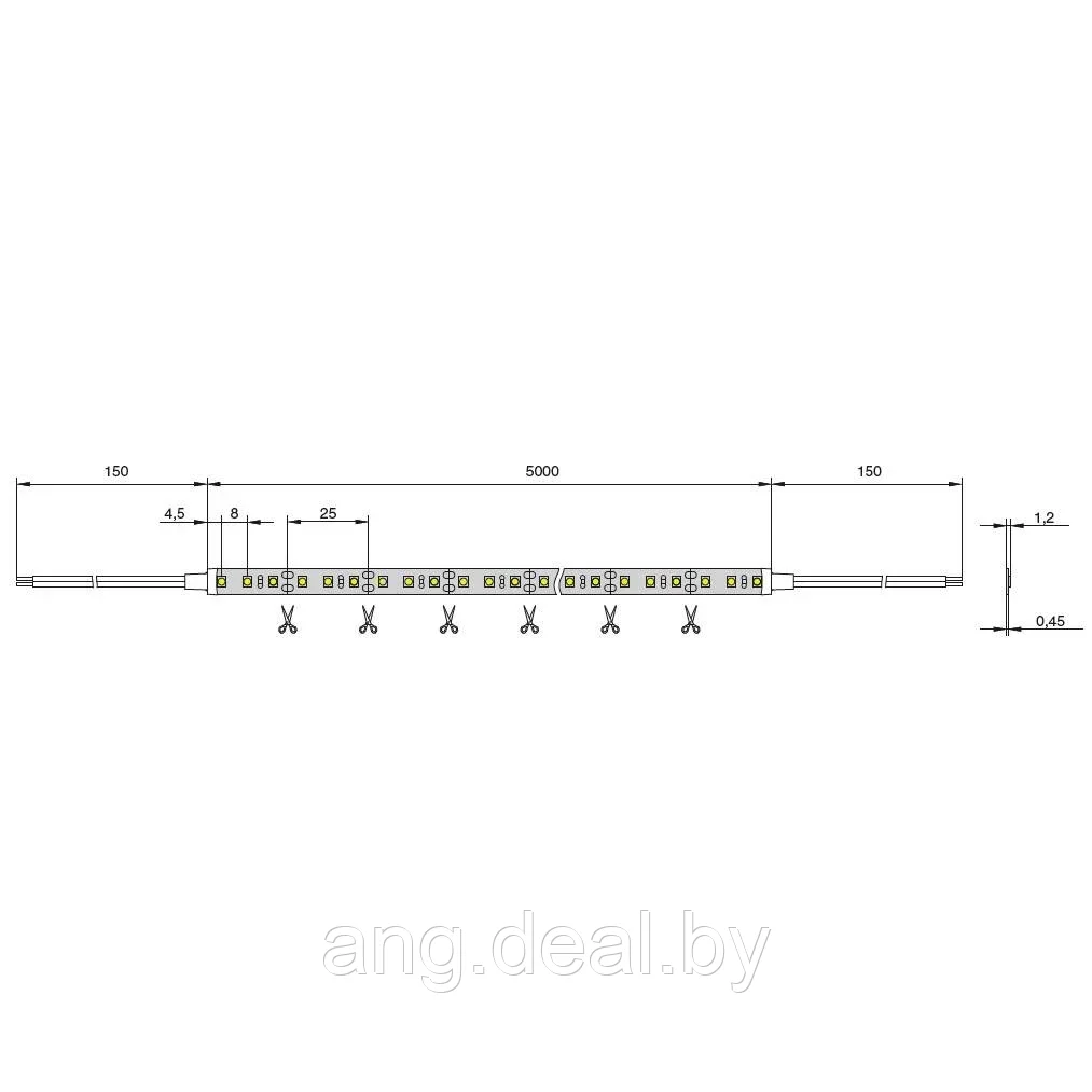 Лента светодиодная SMD2835, 120 LED/м, 12Вт/м, 12В, 960-1080Лм./м 5000х8 мм, IP 20, 4200К (нейтральный белый) - фото 2 - id-p208651989