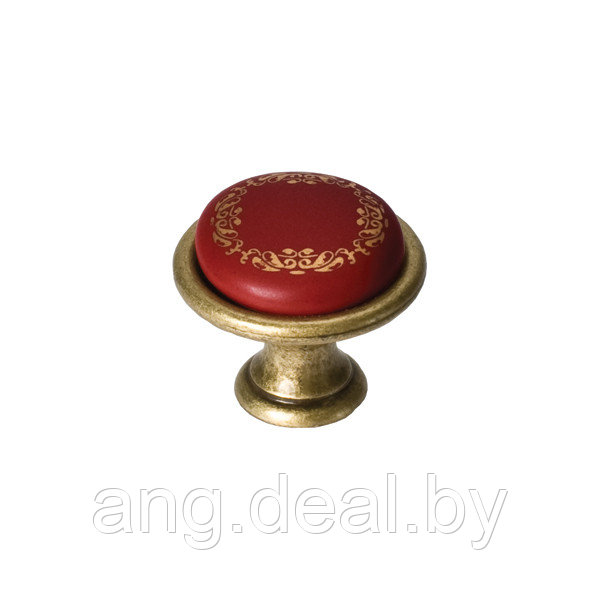Ручка-кнопка, отделка бронза античная "Флоренция" + керамика "Бордо" (1 винт М4х22 + 1 винт М4х25) - фото 1 - id-p208647132