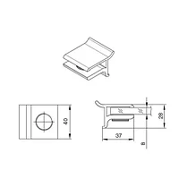 Крепление для полки 8мм, отделка алюминий