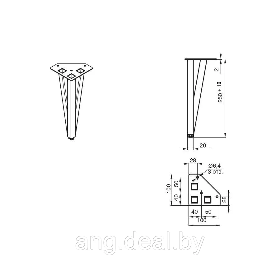 Ножка декоративная Риза, h.250, отделка черный бархат (матовый) - фото 2 - id-p208648208