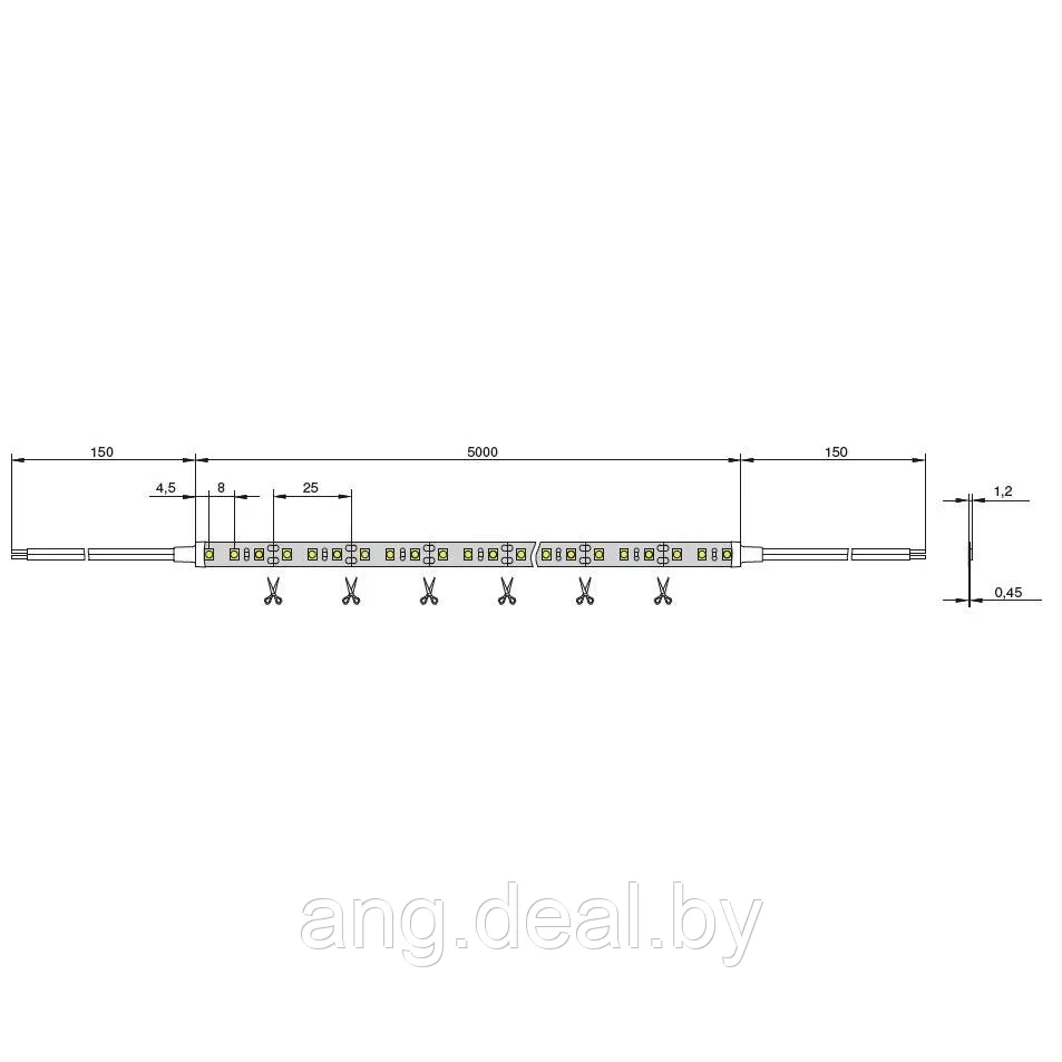 Лента светодиодная SMD2835, 120 LED/м, 14.4Вт/м, 12В, 1400-1500Лм./м 5000х8 мм, IP 20, 3500К (теплый белый) - фото 2 - id-p208652079