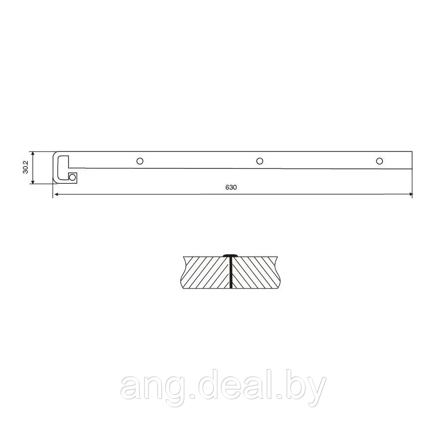Профиль соединительный Т-образный для столешницы Н=30, алюминий, L=630 - фото 2 - id-p208648227