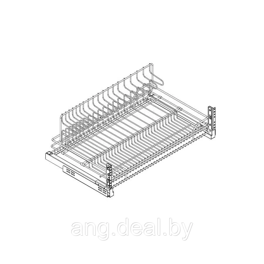 Сетка для посуды 1-уровневая в нижнюю базу 800 выдвижная, с доводчиком, отделка хром - фото 1 - id-p208653063
