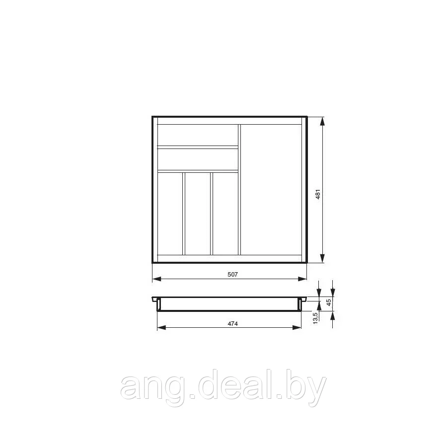 Ёмкость Premiere в базу 600, для ящика Ten 500, отделка белая - фото 2 - id-p208648295